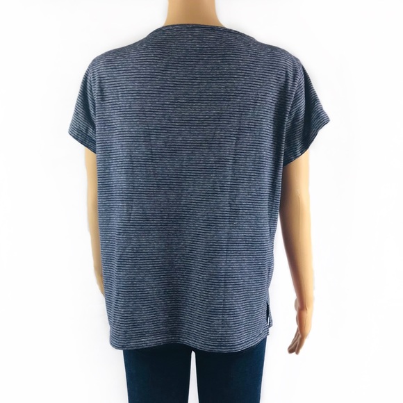 J. Crew Deep V Gray Striped T-Shirt- Size L - Picture 3 of 8